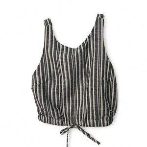 STRIPPED LINEN CROP TOP WITH BALLOON TIE BOTTOM